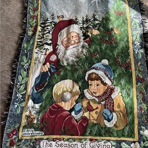 Vtg Christmas Tapestry Blanket The Season For Giving Betty Smith Whiteaker